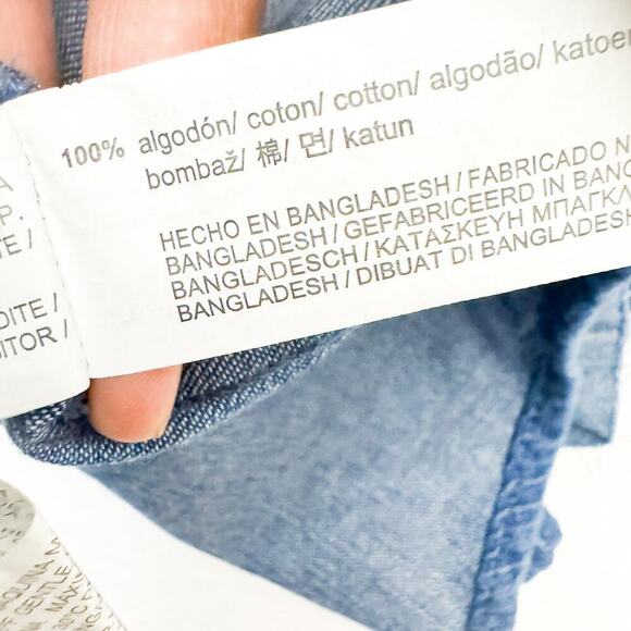 Zara Denim Jean Button Down Long Sleeve Blouse Top Size XS NWT - Picture 4 of 5